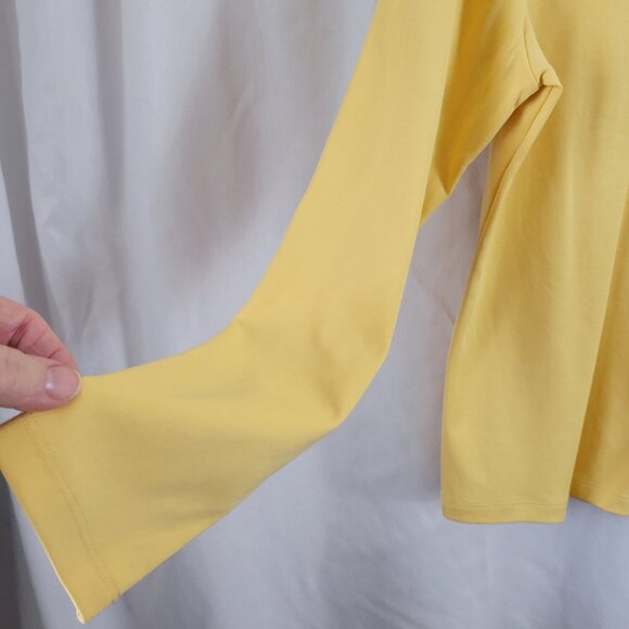 NEW LL Bean Petite Large Top Crew Yellow Cotton Round Neck Long Sleeves NWT - Picture 3 of 8